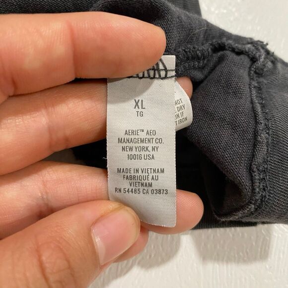 Aerie Oversized V-Neck T-Shirt XL Gray Casual Soft Basic Tee - Picture 6 of 9